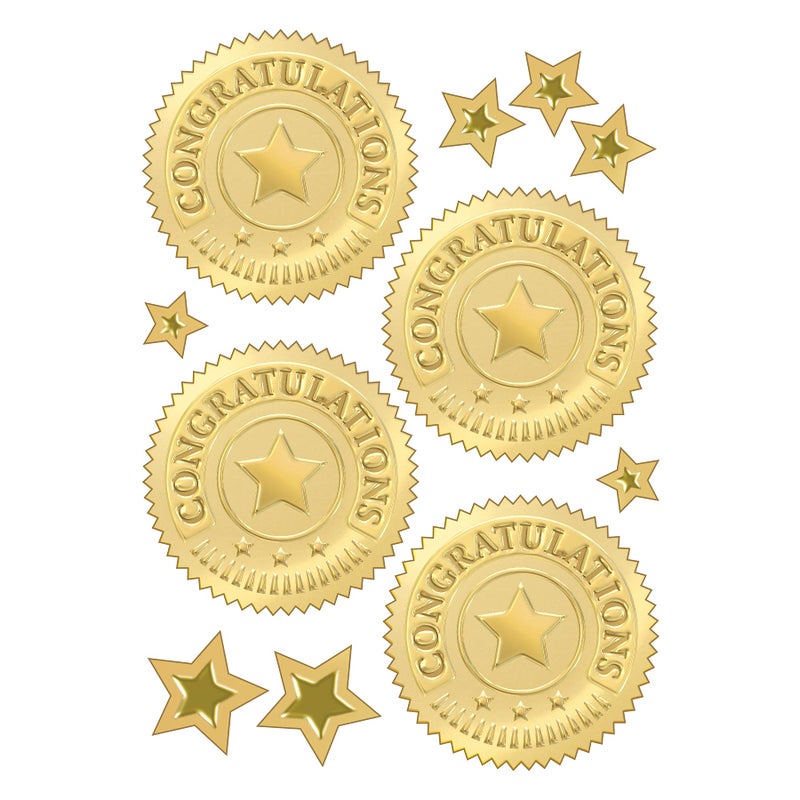 Trend Enterprises Congratulations (Gold) Award Seals Stickers - 4 stickers per sheet, 8 sheets - Image 2